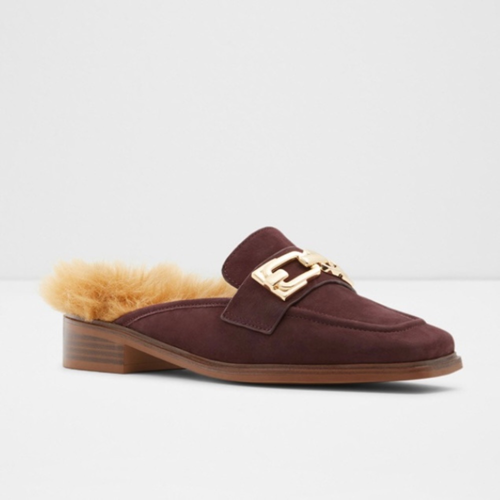 Aldo Pageturner fur lined leather mules
